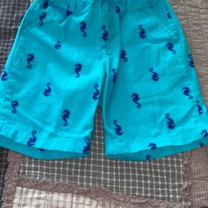 Blue Seahorse Print Boy’s Shorts - size 7